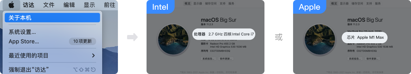 Mac电脑芯片类型查看说明